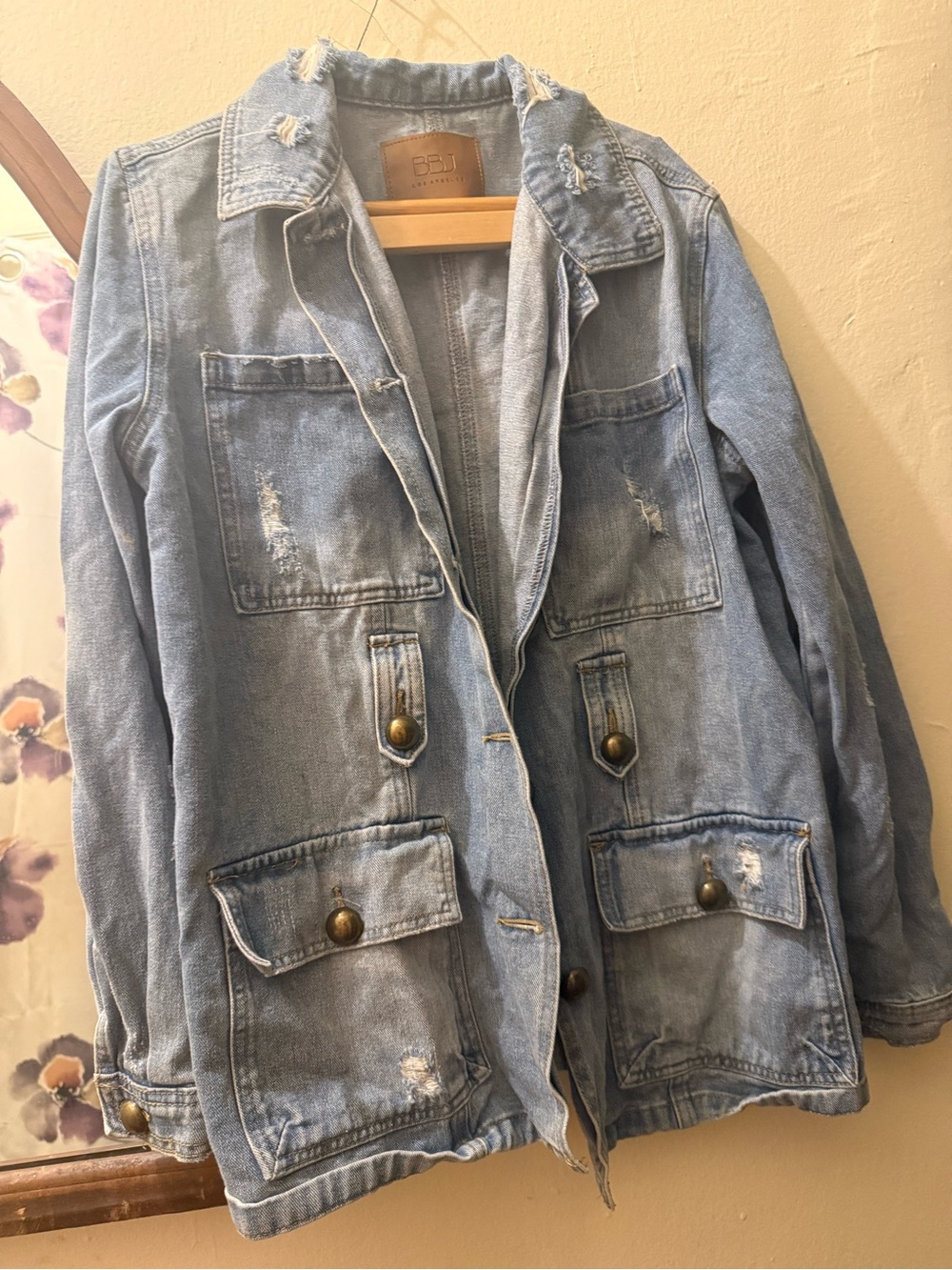 Light Blue Distressed Denim Jacket for Women - BBJ